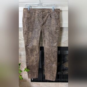 White House Black Market Women's Snake Print Pants - Brown